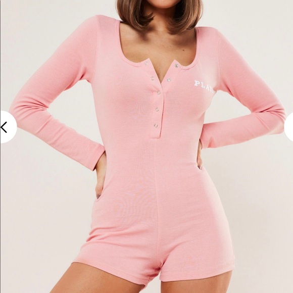 PLAYBOY Pants & Jumpsuits Playboy Pink Scoop Neck Unitard Poshmark